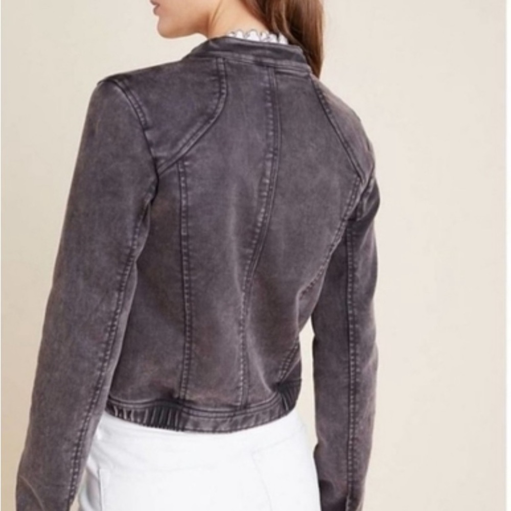 Anthropologie bibiana bomber Black Denim Jacket Size Medium - Picture 3 of 14